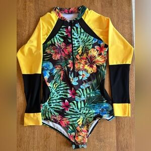 Tropical Floral Kids Swim Suit